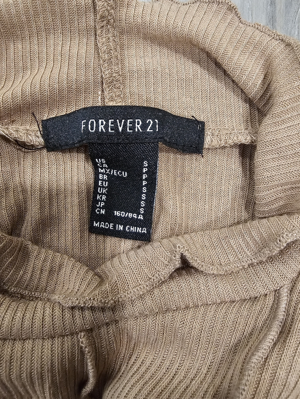 Forever 21 Ribbed Camel Colored Mock Neck Top - Picture 2 of 7